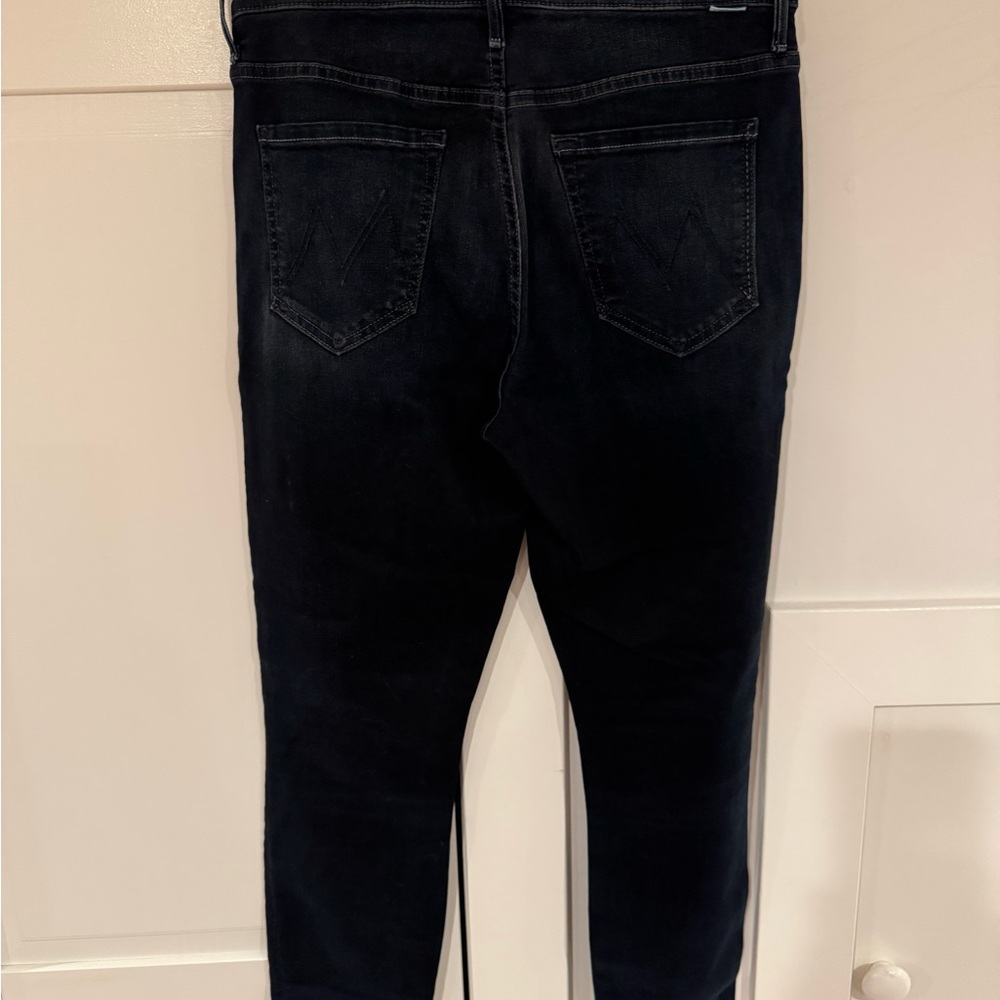 MOTHER High-Rise Fray Hem Skinny Jeans – Dark Indigo - Picture 2 of 3